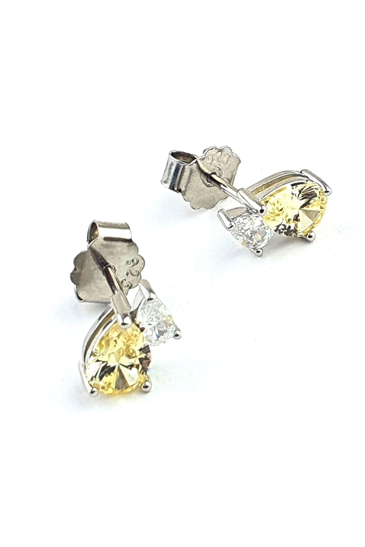 Sky Diamond  yellow sitrin Taşlı 925 ayar Gümüş minimal küpe