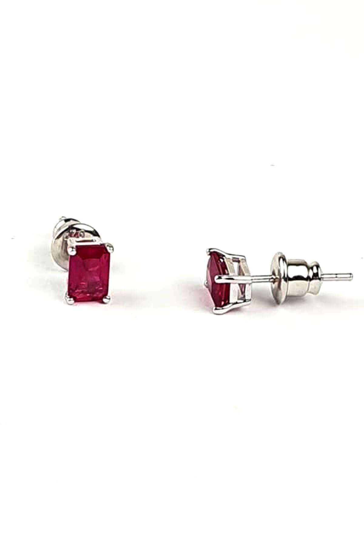 Skydiamond Red creative rubies 925 ayar gümüş baget küpe