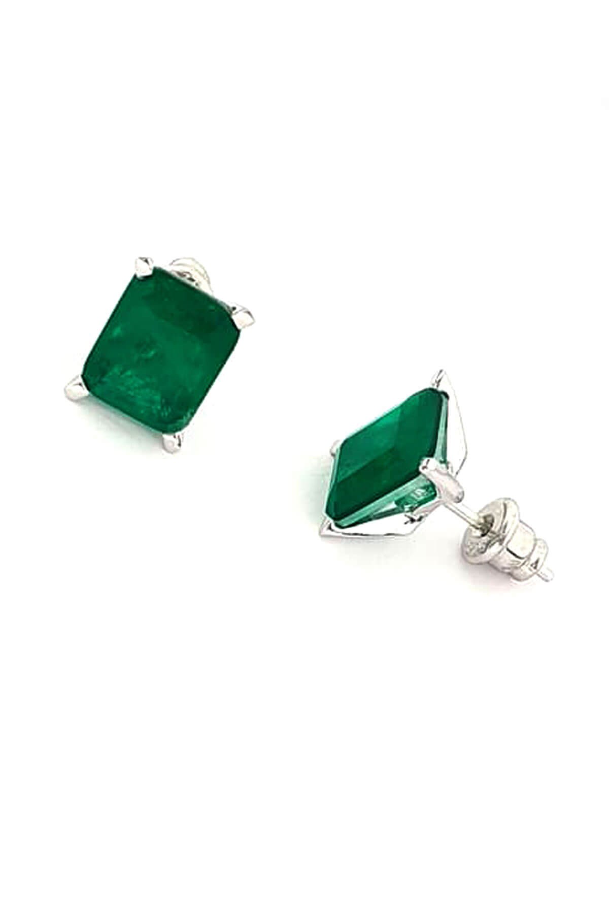 Skydiamond Red creative rubies 925 ayar gümüş kare küpe 