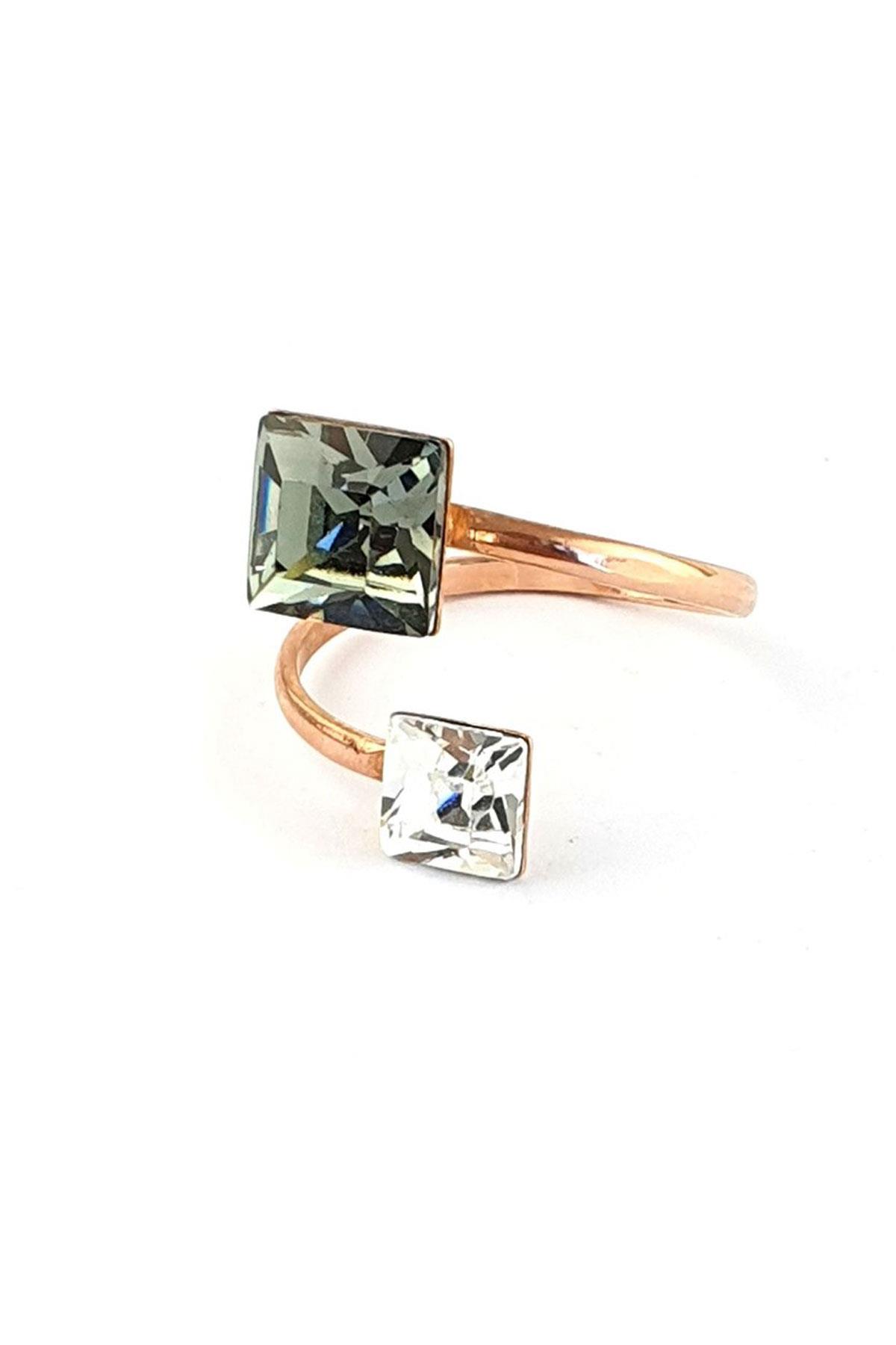 Swarovski taşlı 925 ayar Gümüş Ayarlanabilir Yüzük