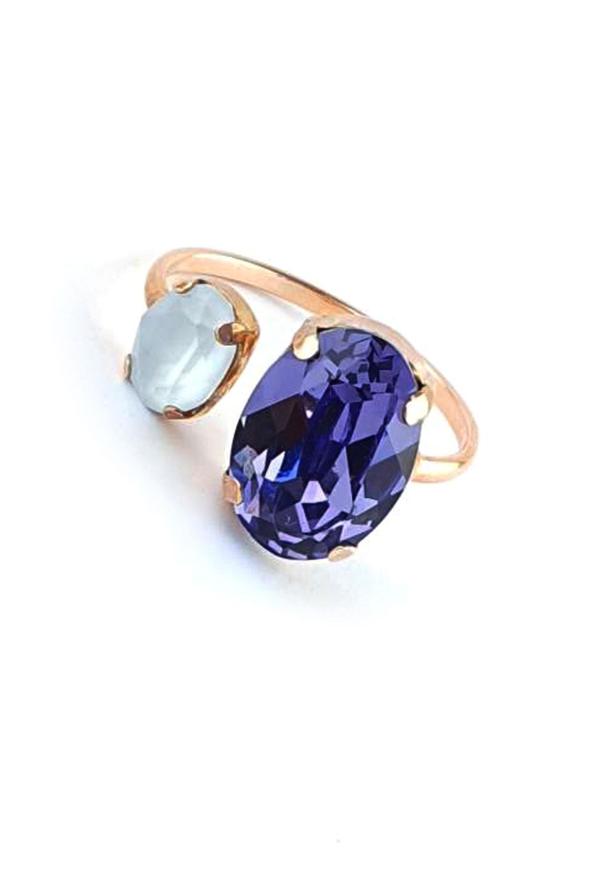 Swarovski Taşlı 925 ayar Gümüş Ayarlanabilir Yüzük 