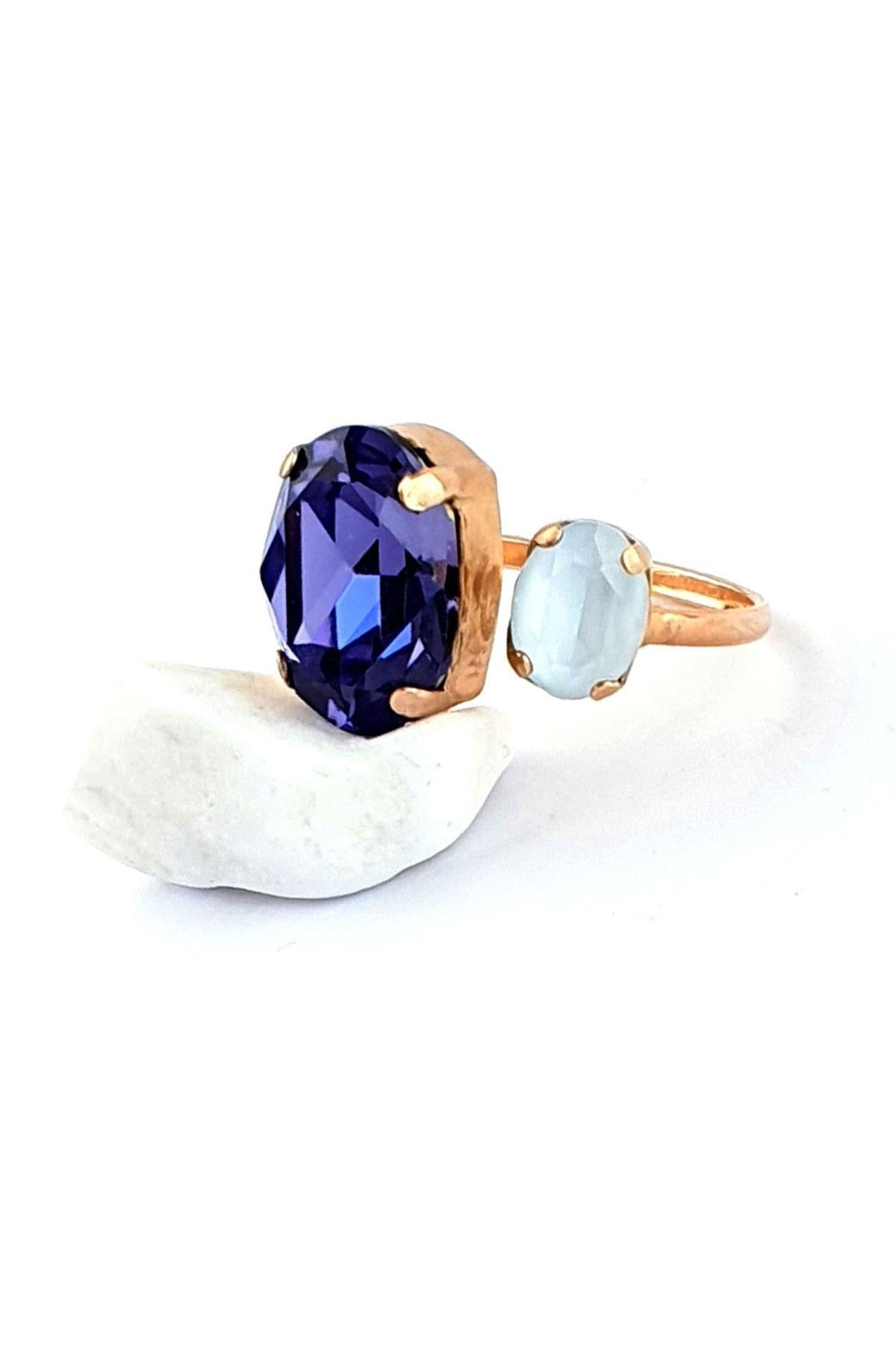 Swarovski Taşlı 925 ayar Gümüş Ayarlanabilir Yüzük 