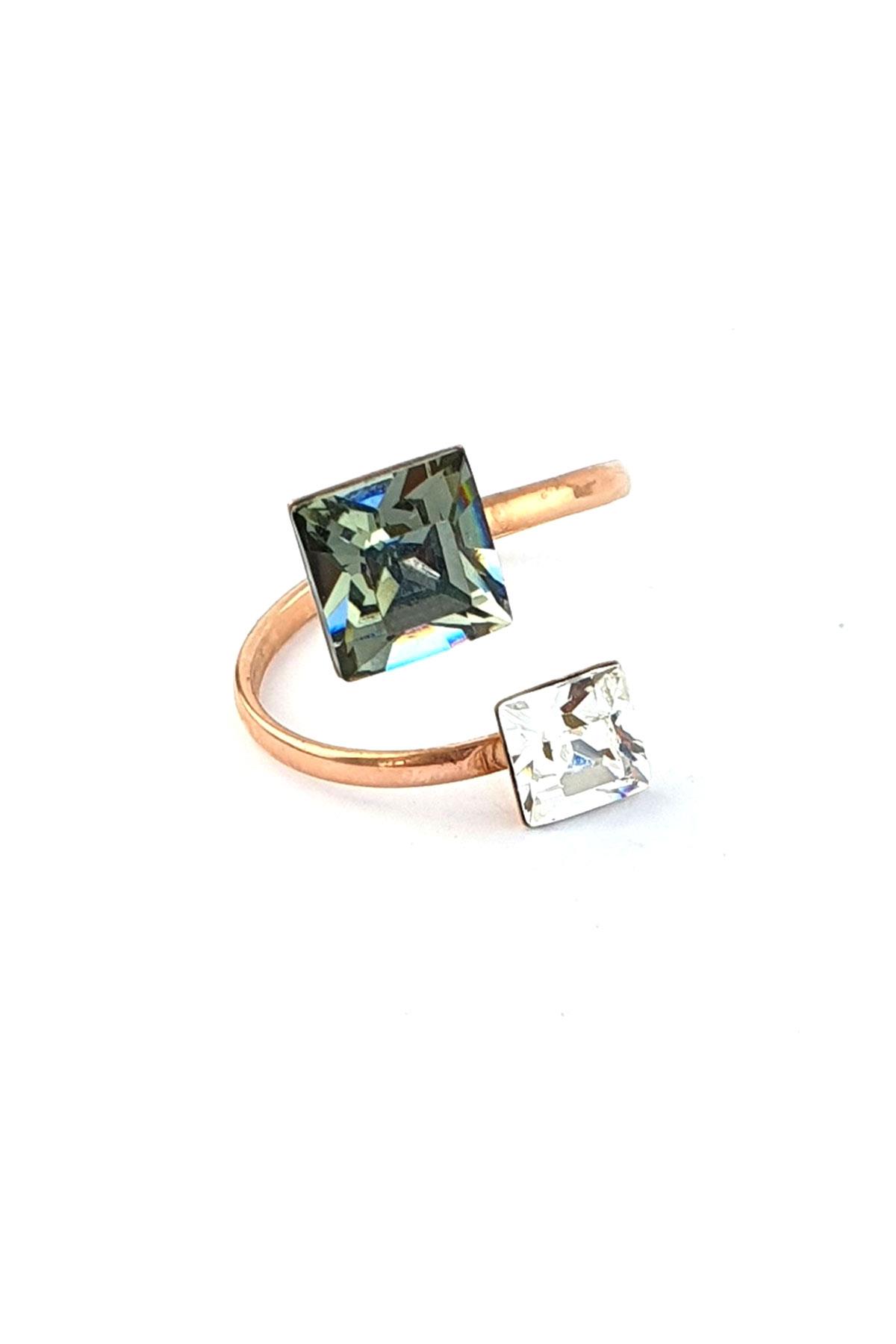 Swarovski taşlı 925 ayar Gümüş Ayarlanabilir Yüzük