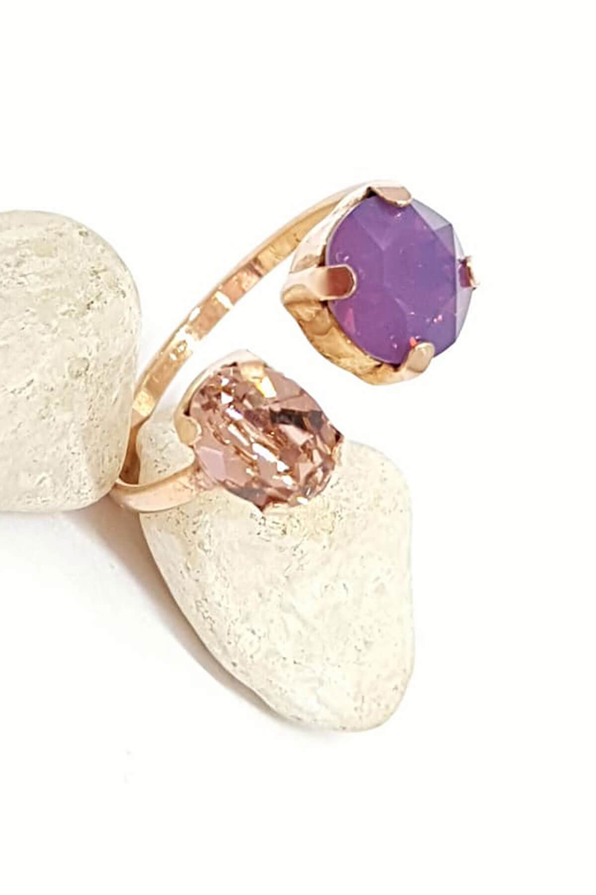 swarovski taşlı gümüş ayarlanabilir yüzük