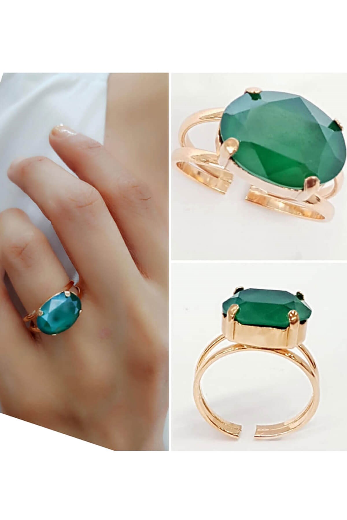 swarovski taşlı gümüş bayan yüzük