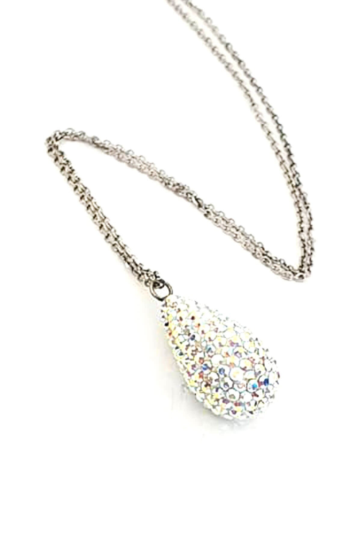 Swarovski taşlı gümüş damla kolye
