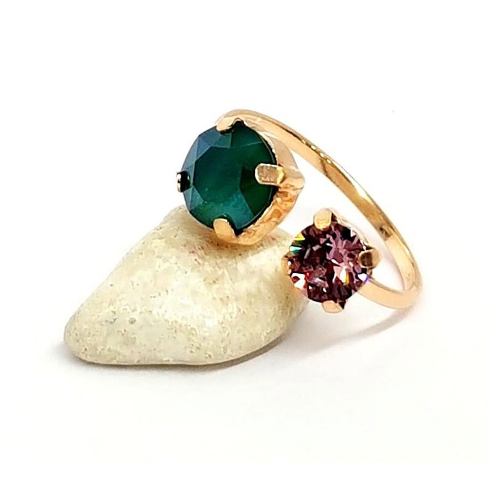 swarovski taşlı gümüş trend yüzük 