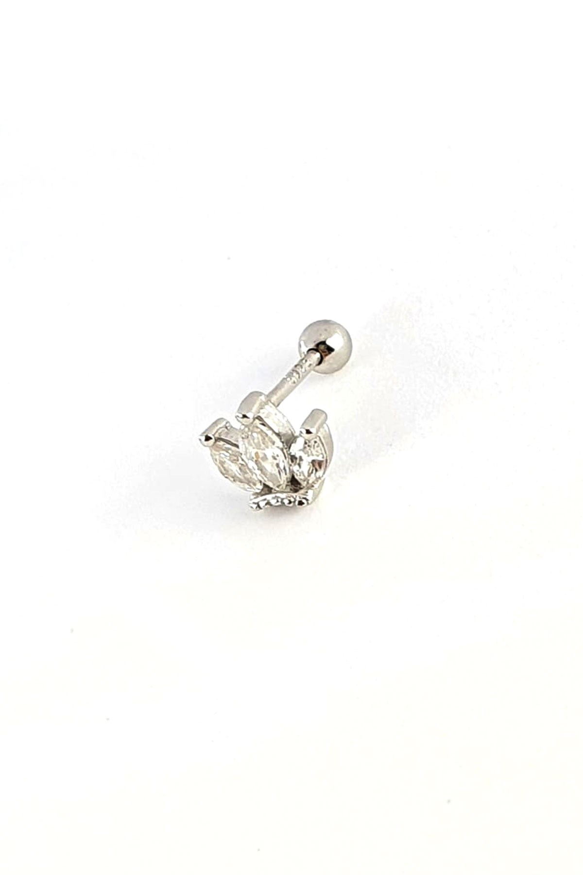 Taç Figürlü 925ayar Gümüş Tragus Kıkırdak Piercing 