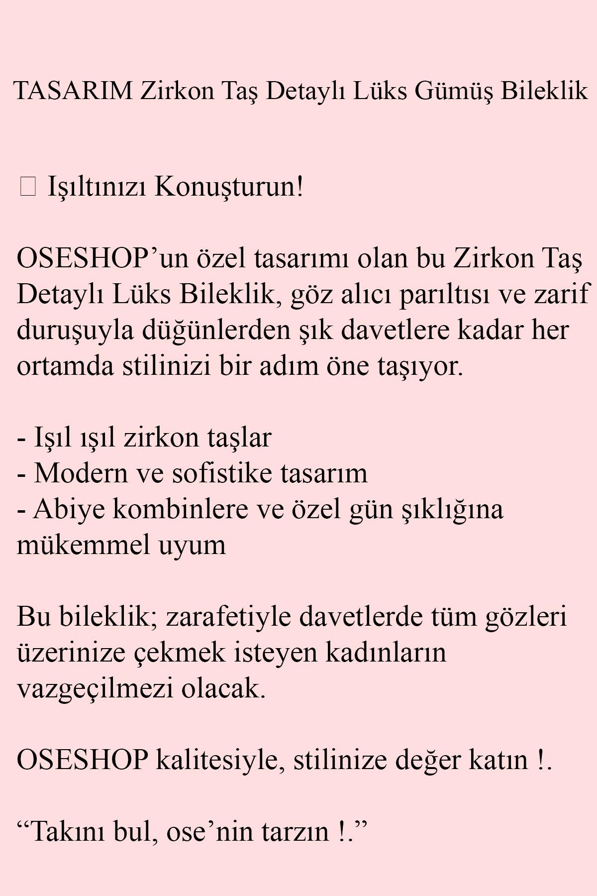 TASARIM Zirkon Taş Detaylı Lüks Gümüş Bileklik 
