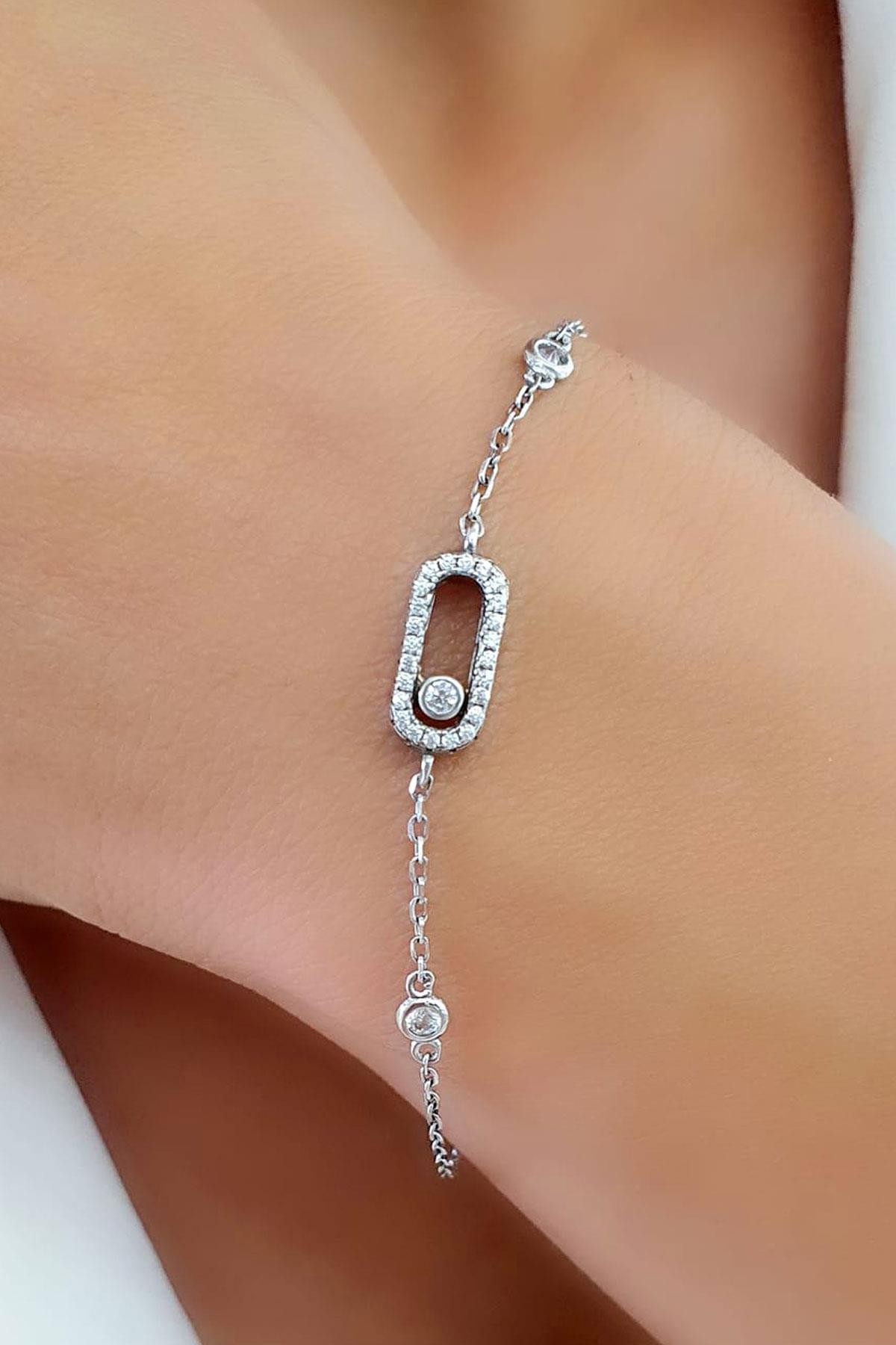 Taşı Hareketli 925ayar Gümüş İtalyan Trend Bileklik