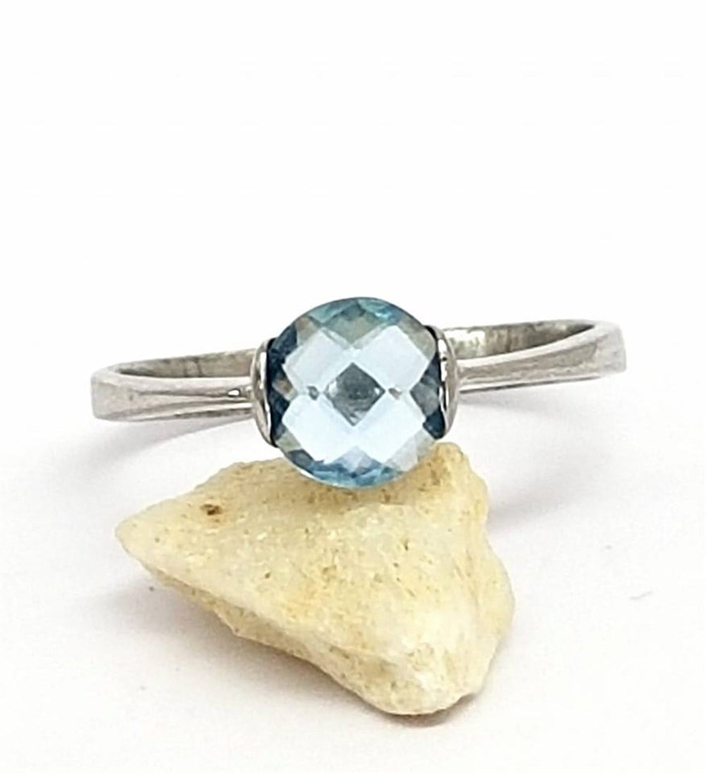 Topaz Taşlı Gümüş Tek Taş Yüzük 