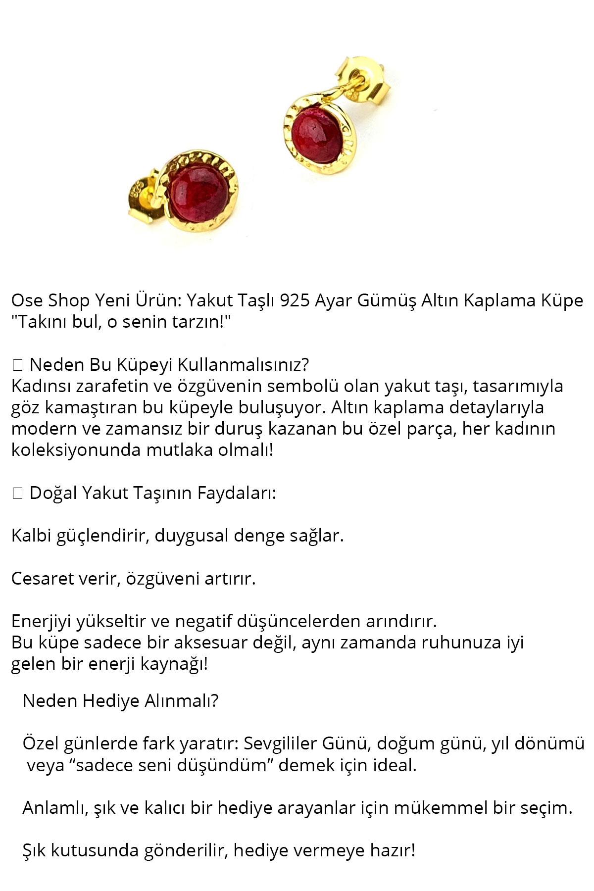 Yakut  Taşlı 925ayar Gümüş Üzerine Altın Kaplama Tasarım küpe
