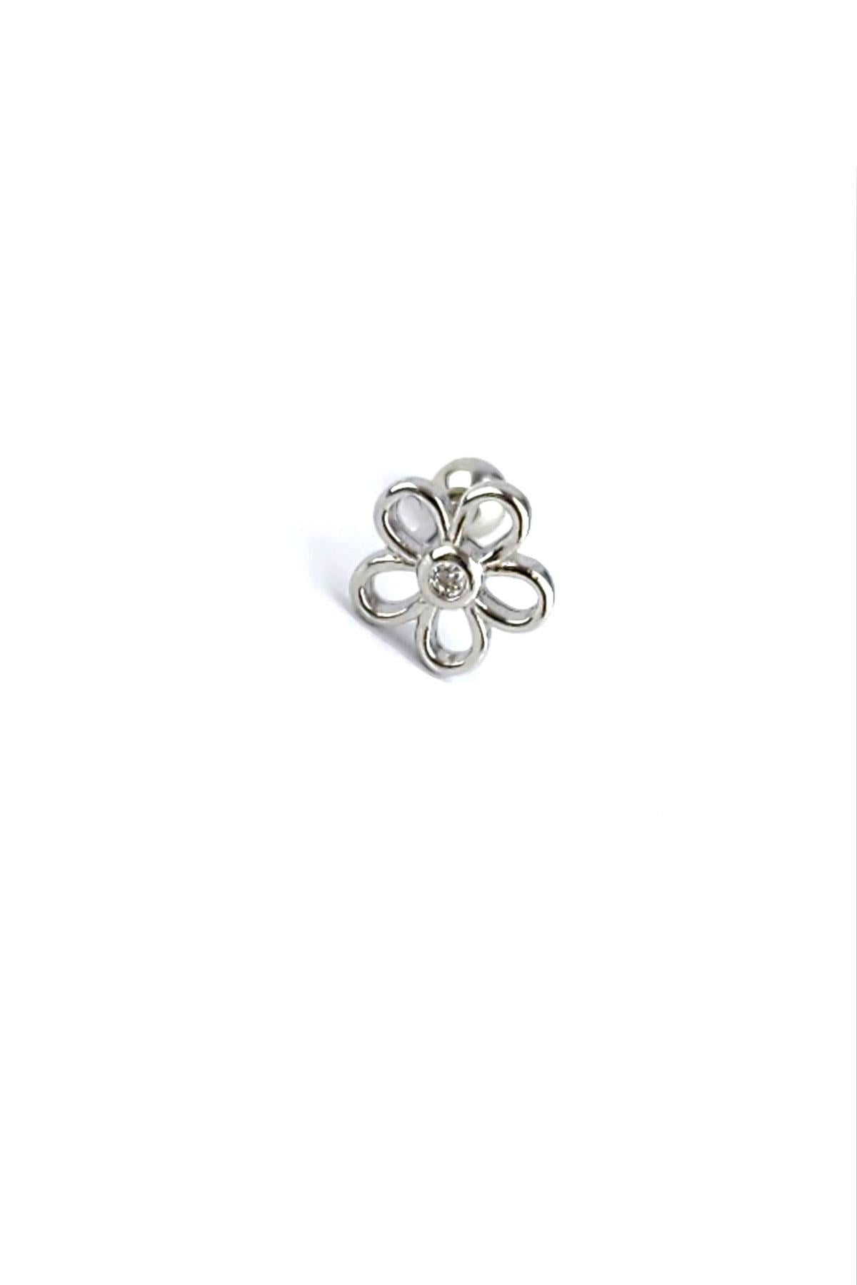 Zirkon Taş Detaylı 925 Ayar Gümüş Tragus Kıkırdak Piercing 