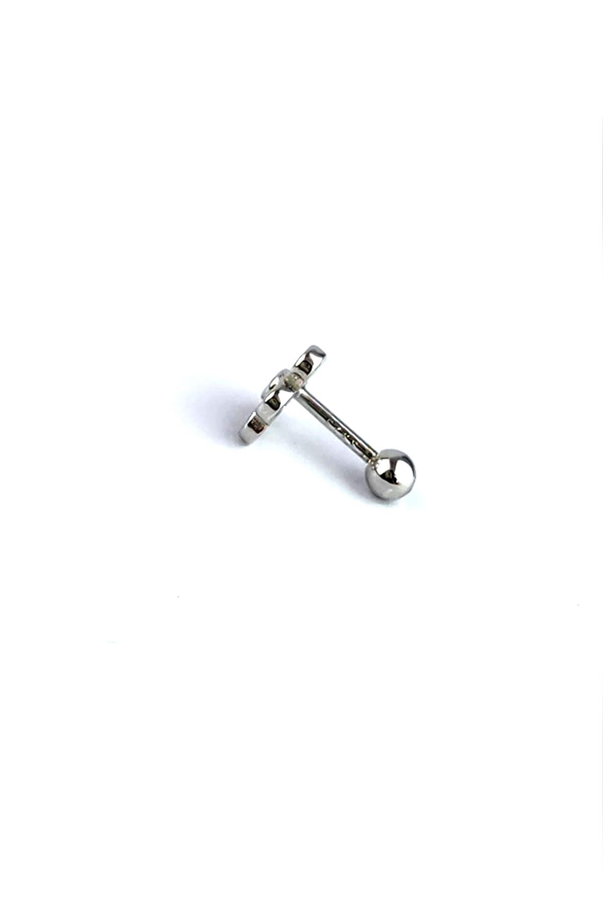 Zirkon Taş Detaylı 925 Ayar Gümüş Tragus Kıkırdak Piercing 