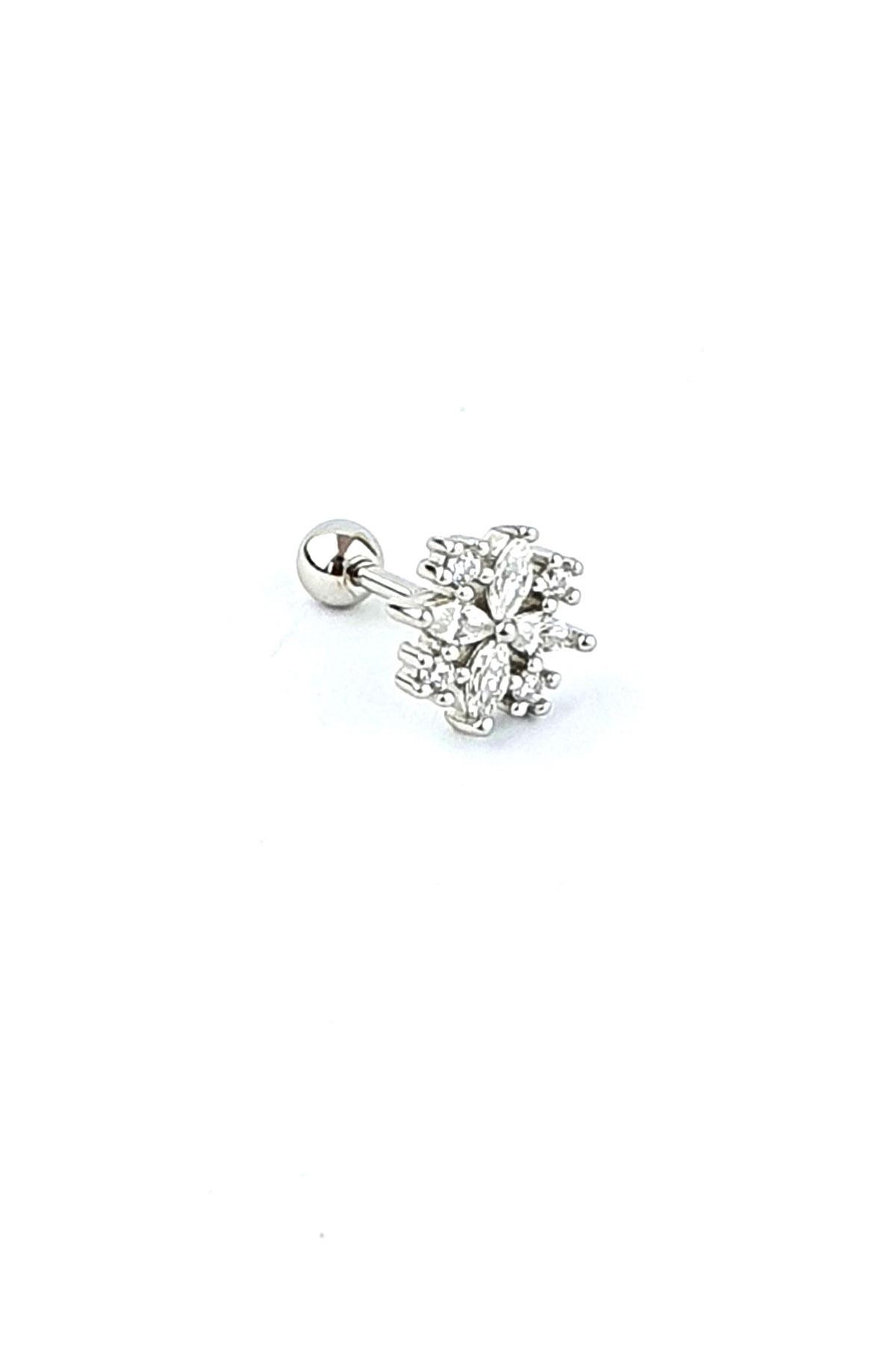 Zirkon Taş Detaylı 925ayar Gümüş Tragus Helix Kikirdak piercing