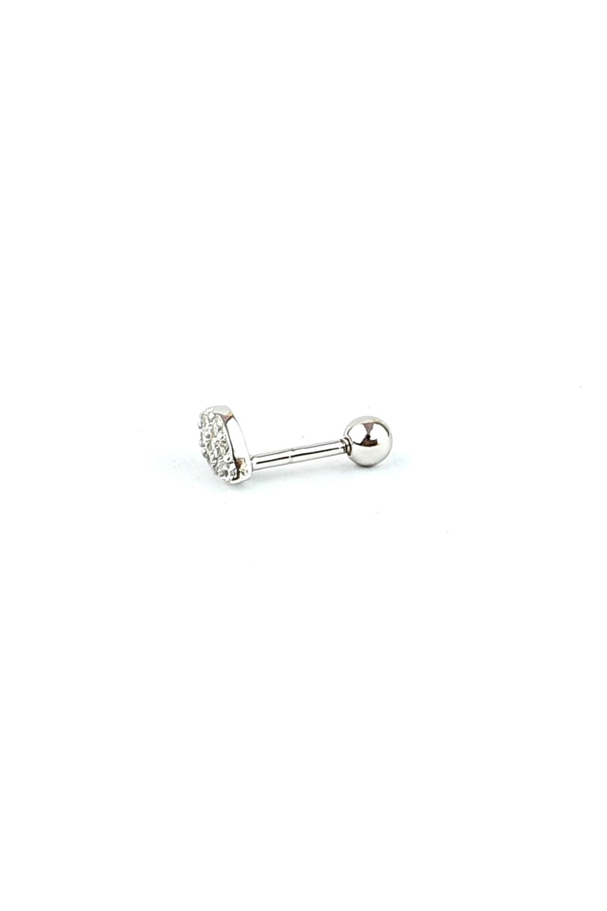 Zirkon Taş Detaylı 925ayar Gümüş Tragus Helix Kikirdak piercing 