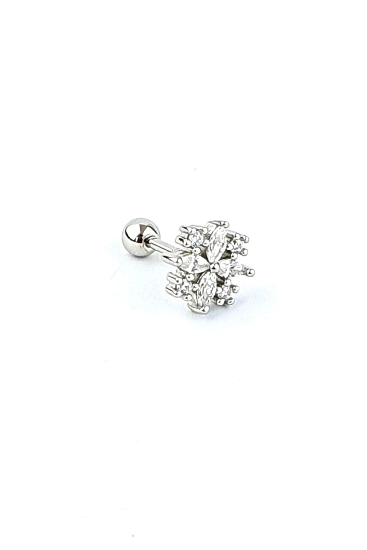 Zirkon Taş Detaylı 925ayar Gümüş Tragus Helix Kikirdak piercing