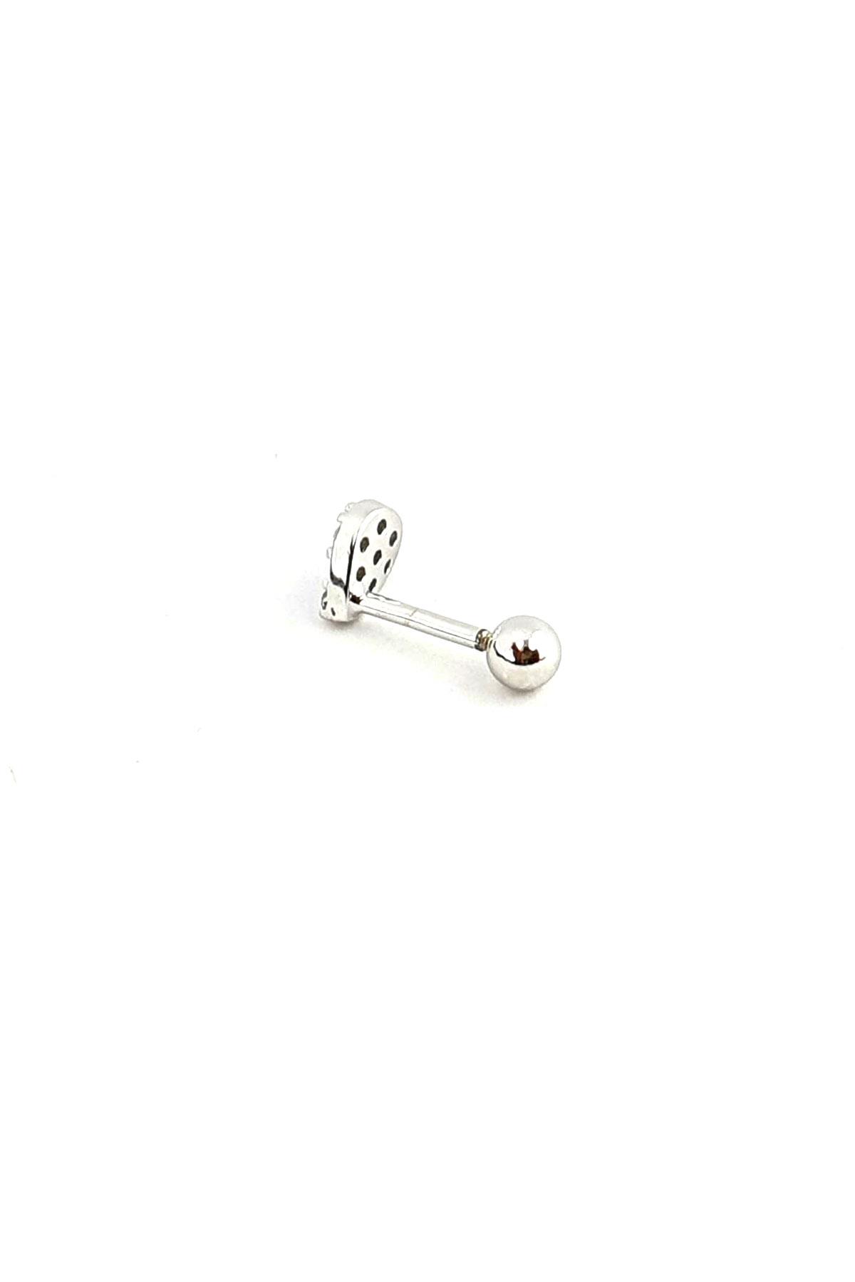 Zirkon Taş Detaylı 925ayar Gümüş Tragus Helix Kikirdak piercing 