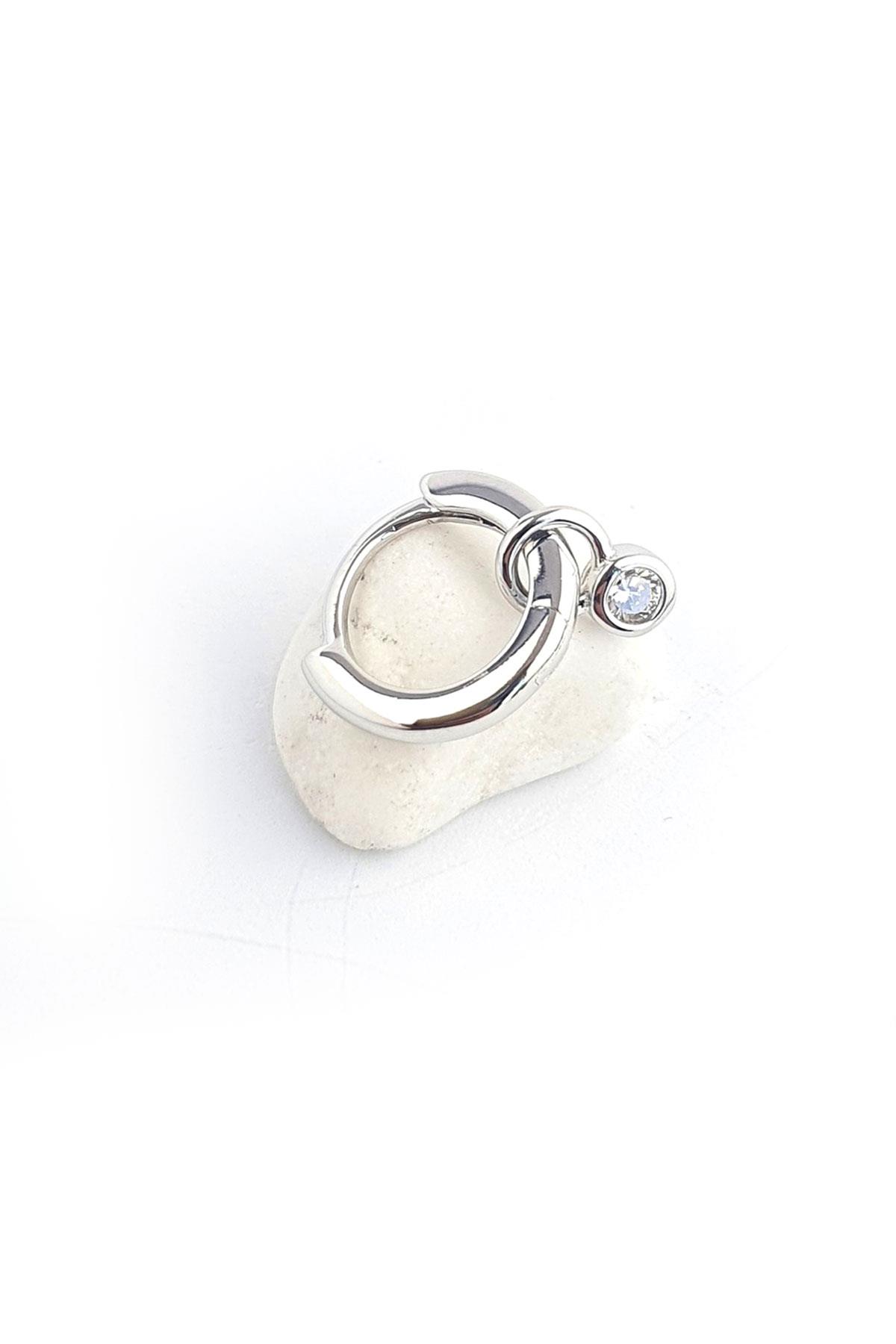 Zirkon Taş Detaylı 925ayar Gümüş Tragus Kıkırdak Helix Halka Piercing