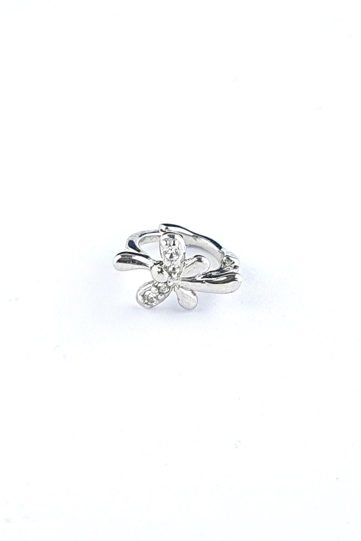 Zirkon Taş Detaylı 925ayar Gümüş Tragus Helix Minimal Tek Kıkırdak küpe 