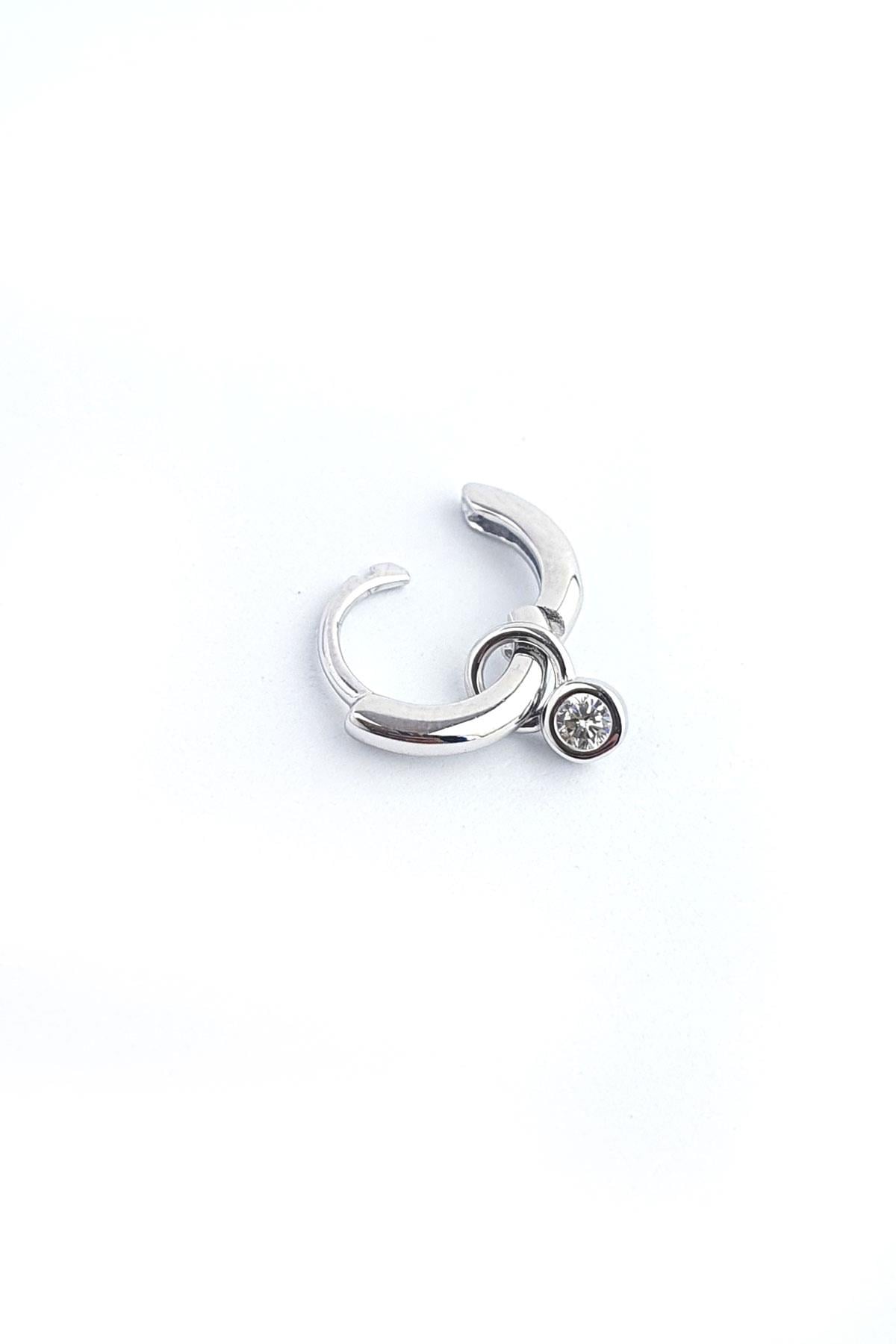 Zirkon Taş Detaylı 925ayar Gümüş Tragus Kıkırdak Helix Halka Piercing