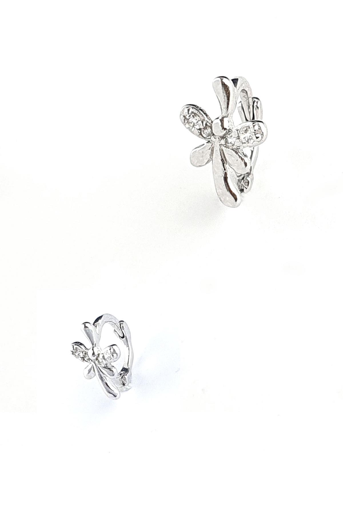Zirkon Taş Detaylı 925ayar Gümüş Tragus Helix Minimal Tek Kıkırdak küpe 