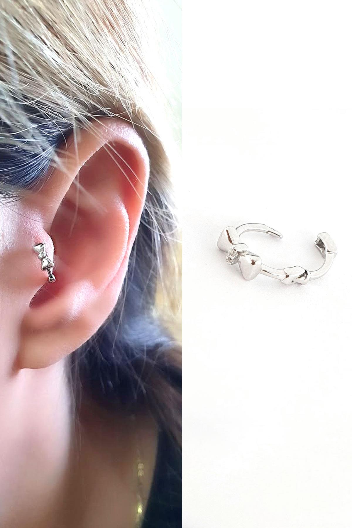 Zirkon Taş Detaylı 925ayar Gümüş Tragus Helix Minimal Tek Kıkırdak küpe