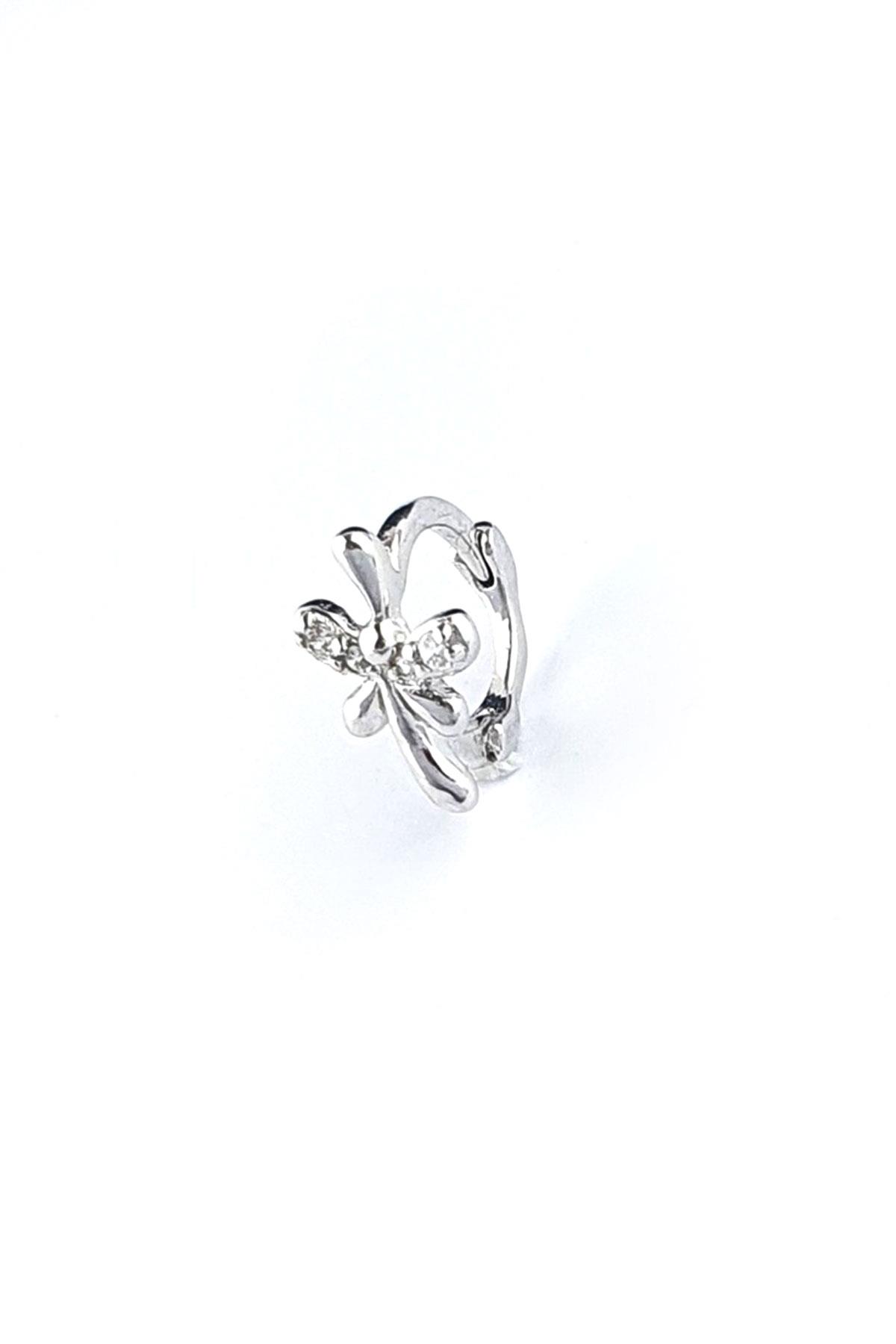 Zirkon Taş Detaylı 925ayar Gümüş Tragus Helix Minimal Tek Kıkırdak küpe 