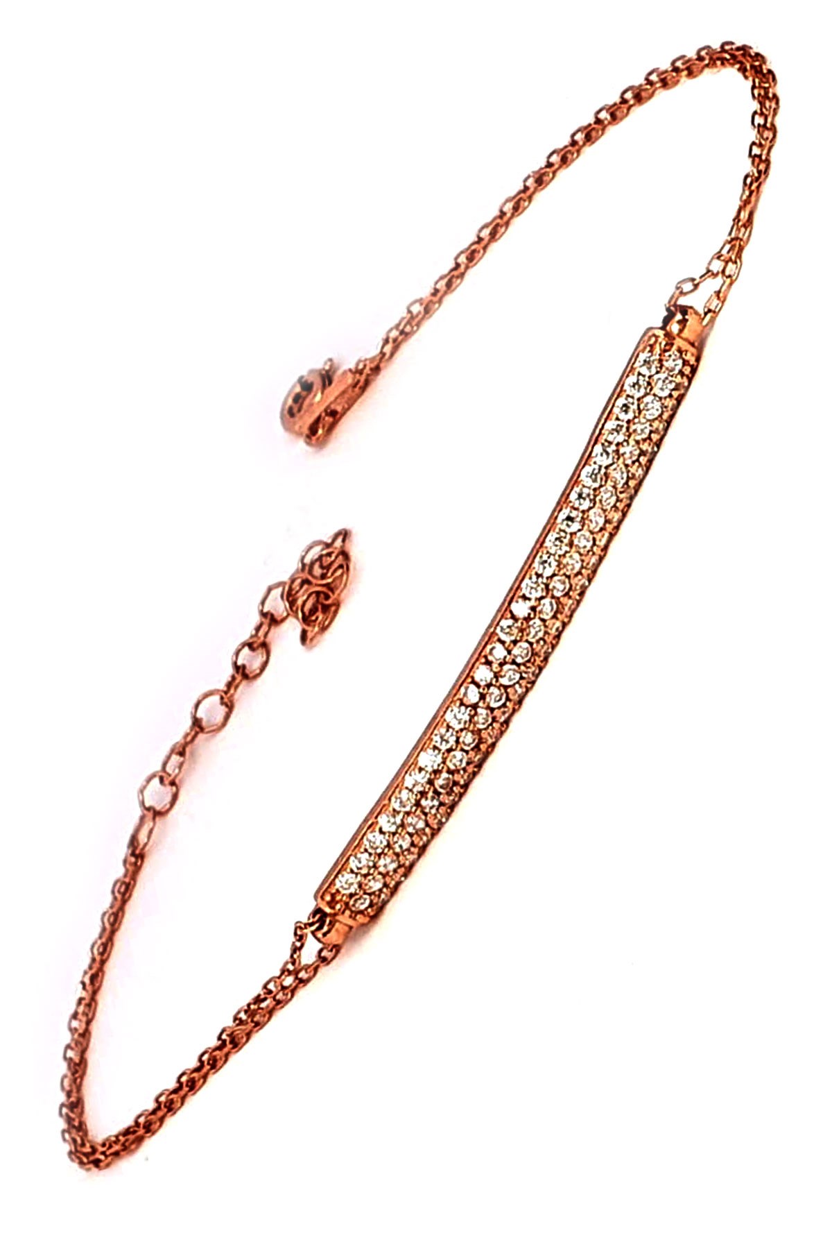 Zirkon taş detaylı gümüş rose modern bileklik 