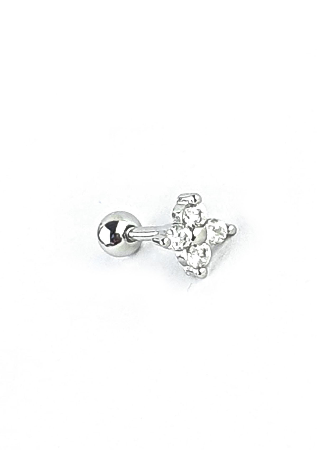 Zirkon Taşlı Çiçek Figürlü 925ayar Gümüş Tragus Kıkırdak Piercing 