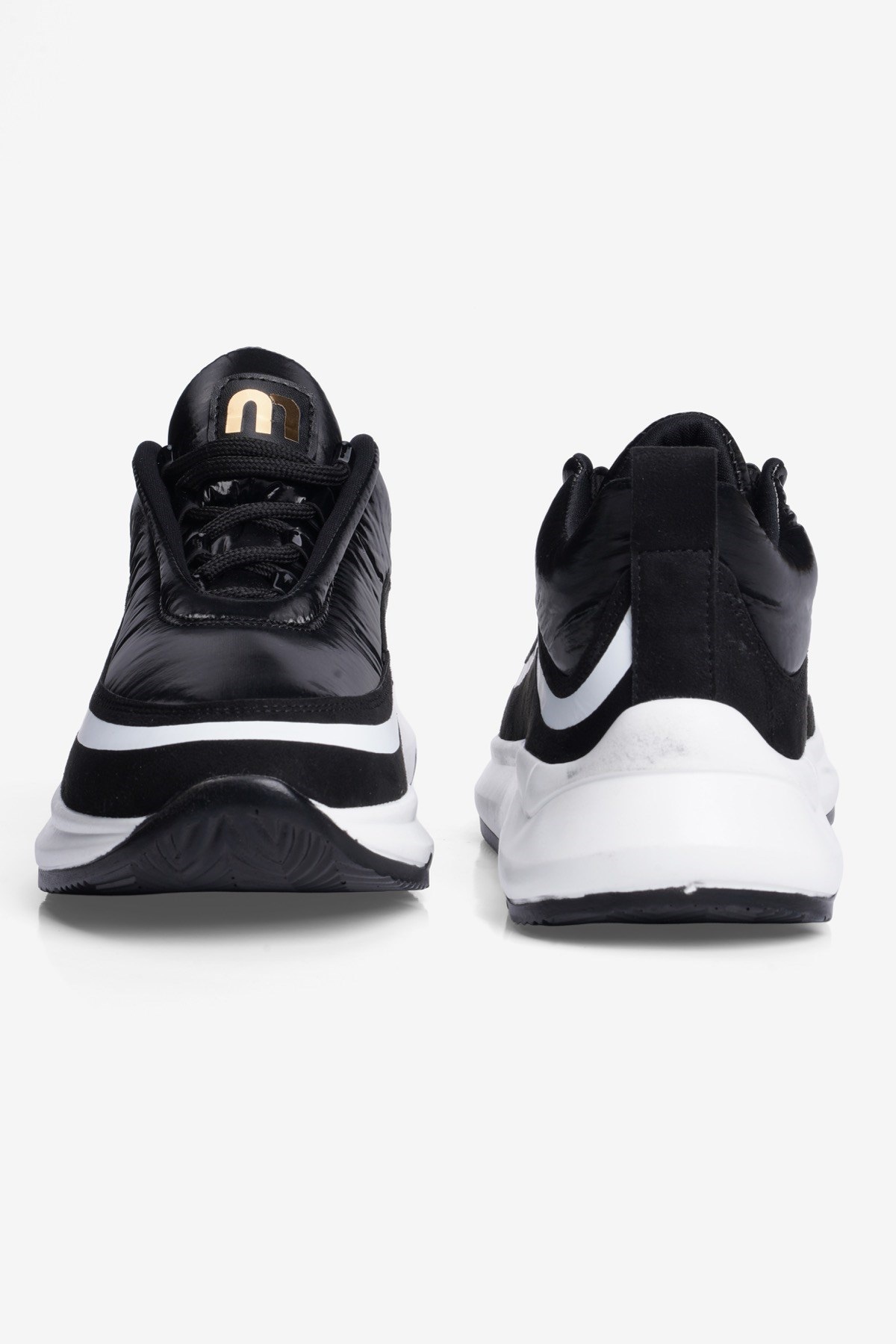 Kadın Anorak Sneaker Süet Detaylı Kalın Tabanlı Bağcıklı Mito Siyah