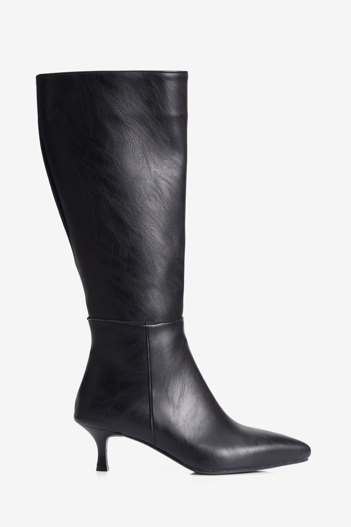 Kadın Çizme Sivri Burun Kısa Topuklu Fermuarlı Clea Siyah