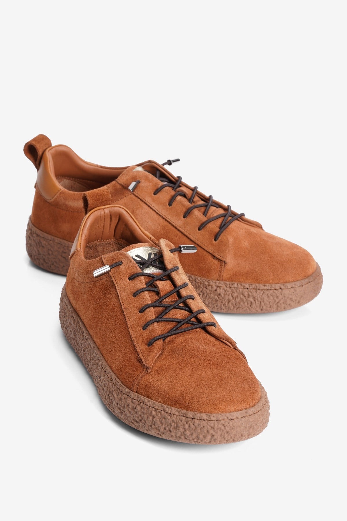 Kadın Hakiki Süet Sneaker Lastik Bağcıklı Krep Taban Roan Taba