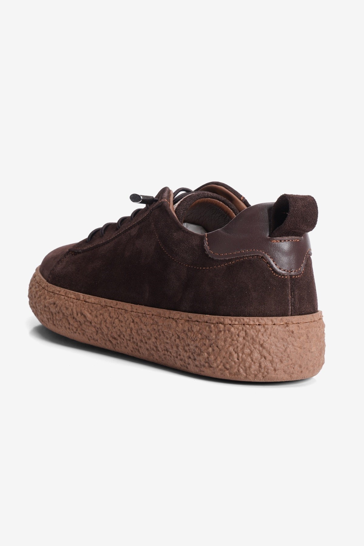 Kadın Hakiki Süet Sneaker Lastik Bağcıklı Krep Taban Roan Kahverengi