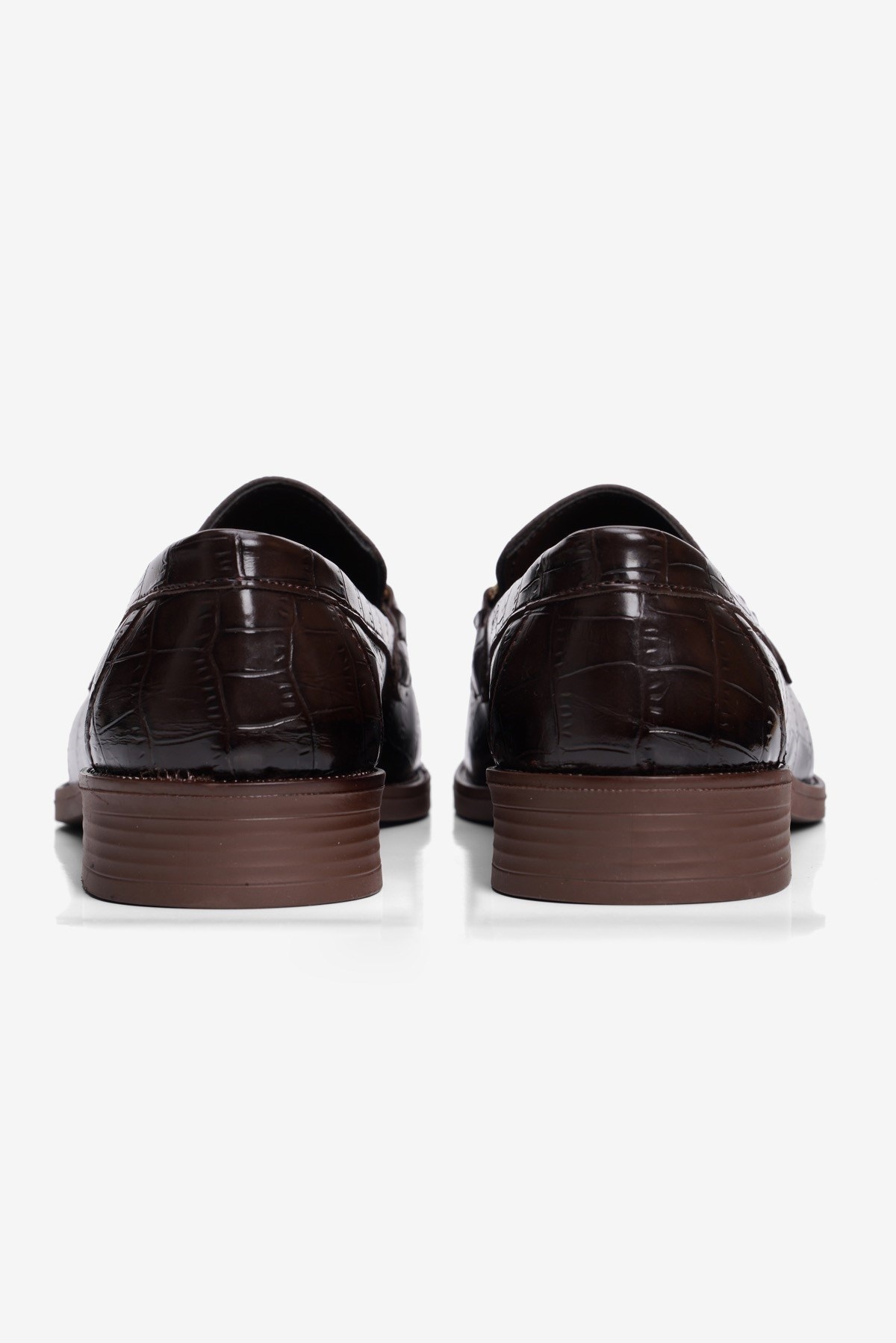 Kadın Kroko Loafer Gold Aksesuarlı Klasik Günlük Ayakkabı Kolej Kahverengi
