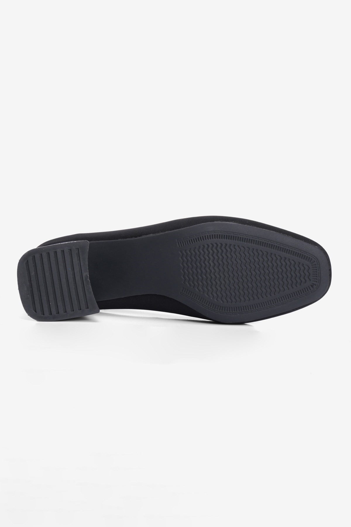 Kadın Nubuk Topuklu Ayakkabı Oval Burun Kalın Topuklu Mabel Siyah