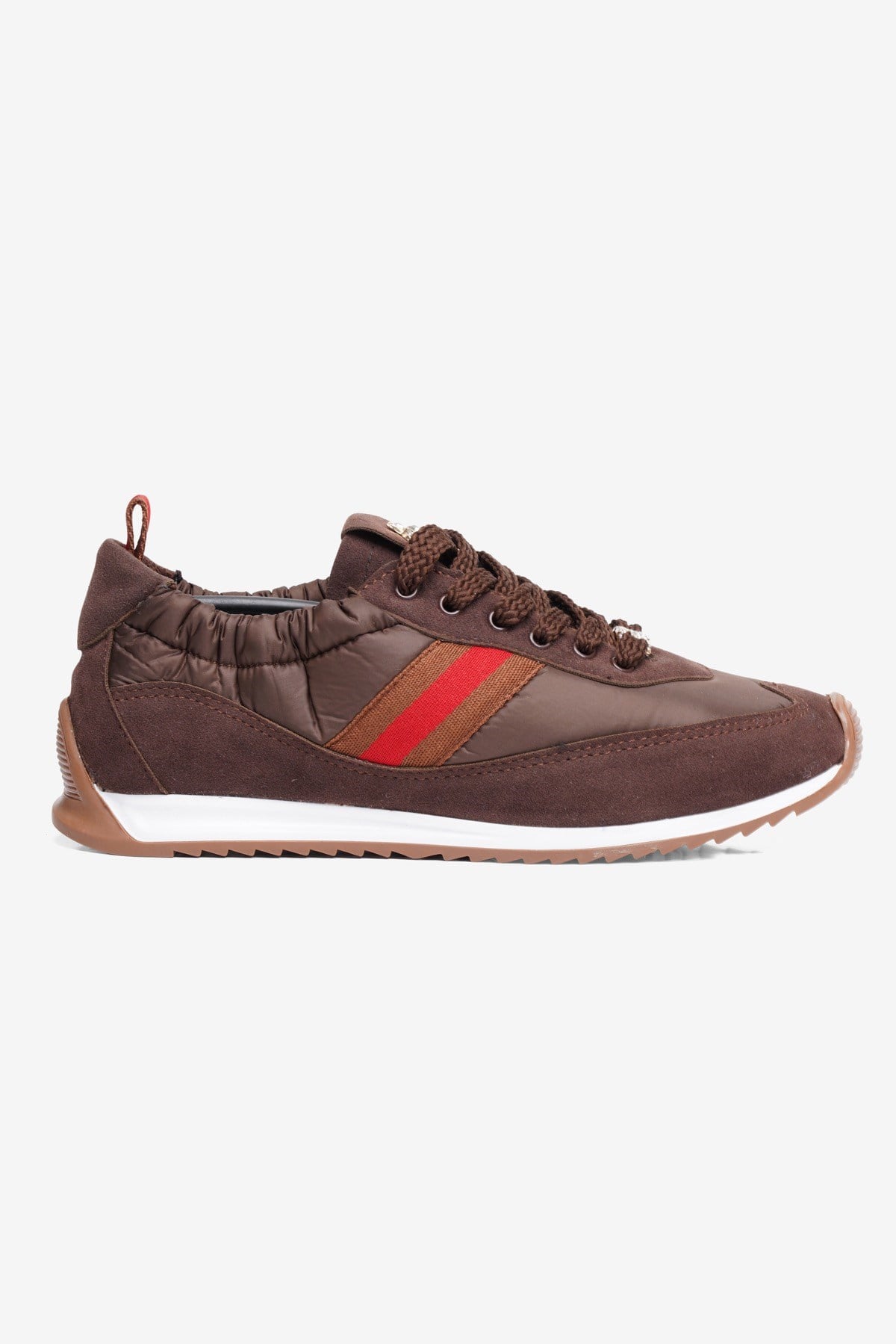 Kadın Paraşüt Sneaker Süet Detaylı Taş Aksesuarlı Günlük Spor Ayakkabı Leya Kahverengi