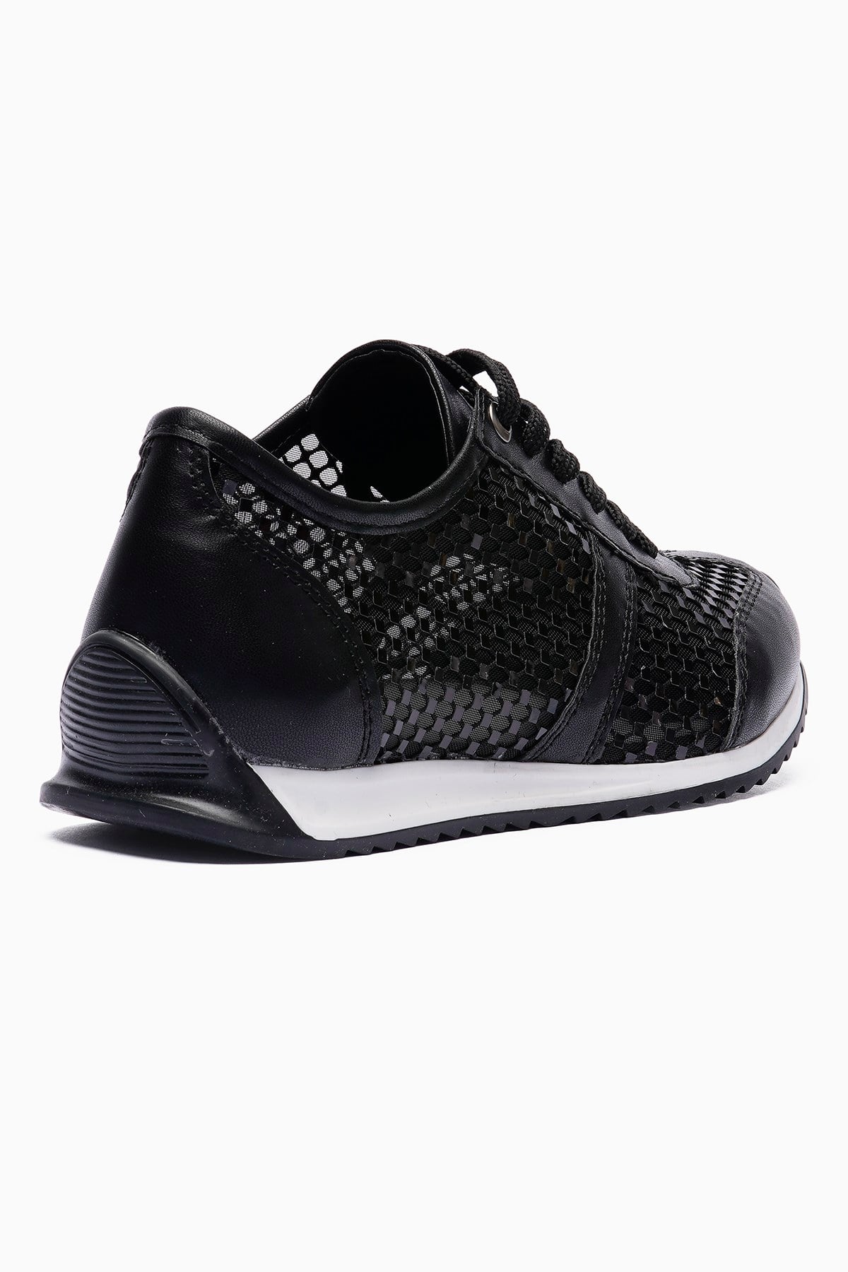 Kadın Sneaker File Pullu Detaylı Rahat Günlük Spor Ayakkabı Belina Siyah