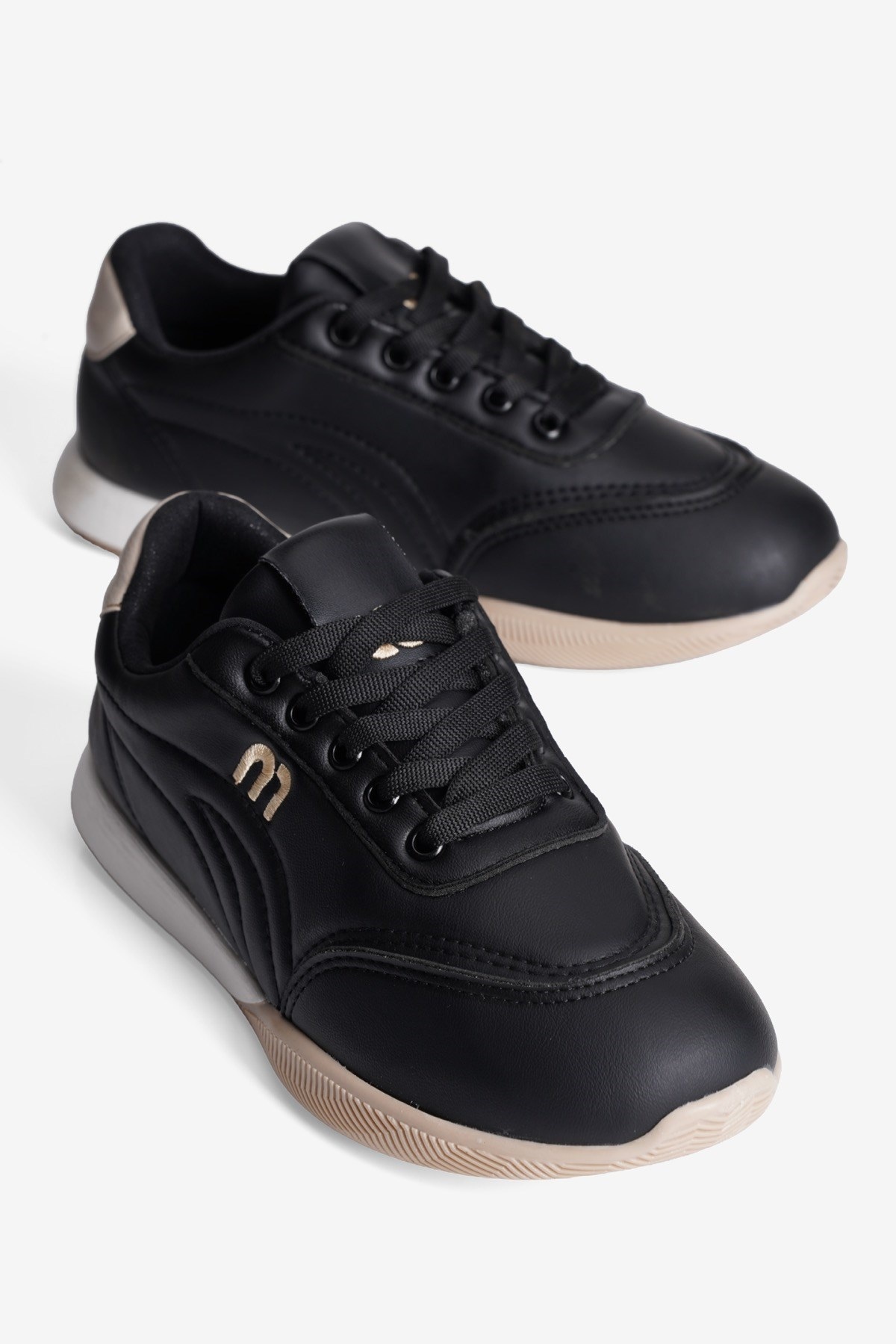 Kadın Sneaker Günlük Rahat Bağcıklı Konfor Tabanlı Spor Ayakkabı Movi Siyah