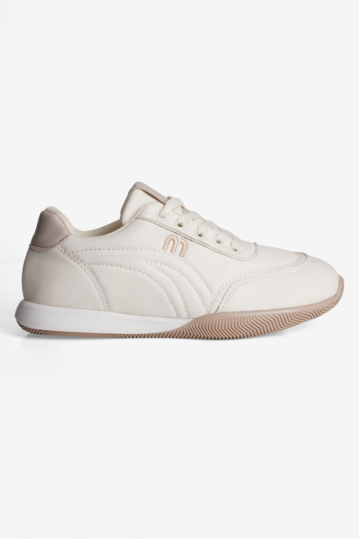 Kadın Sneaker Günlük Rahat Bağcıklı Konfor Tabanlı Spor Ayakkabı Movi Bej