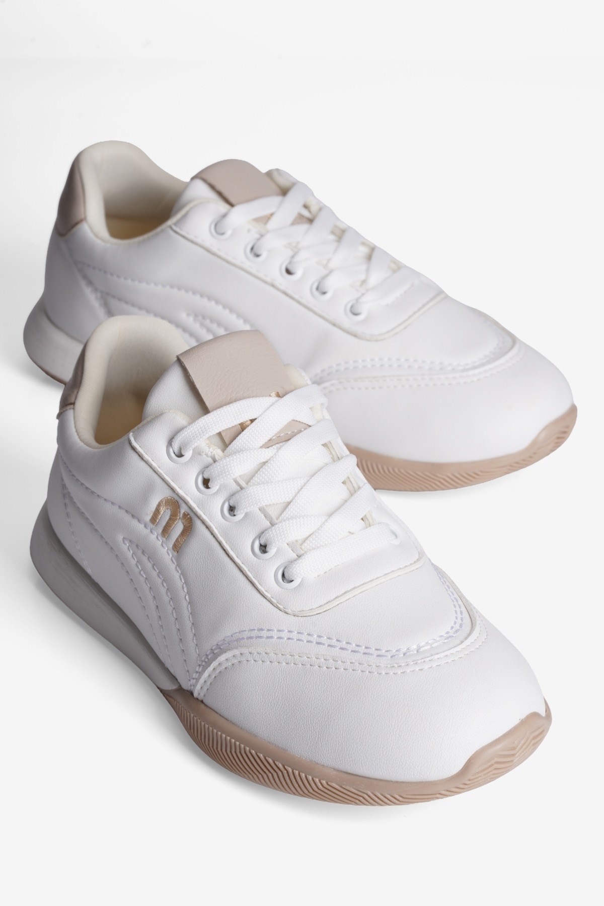 Kadın Sneaker Günlük Rahat Bağcıklı Konfor Tabanlı Spor Ayakkabı Movi Beyaz