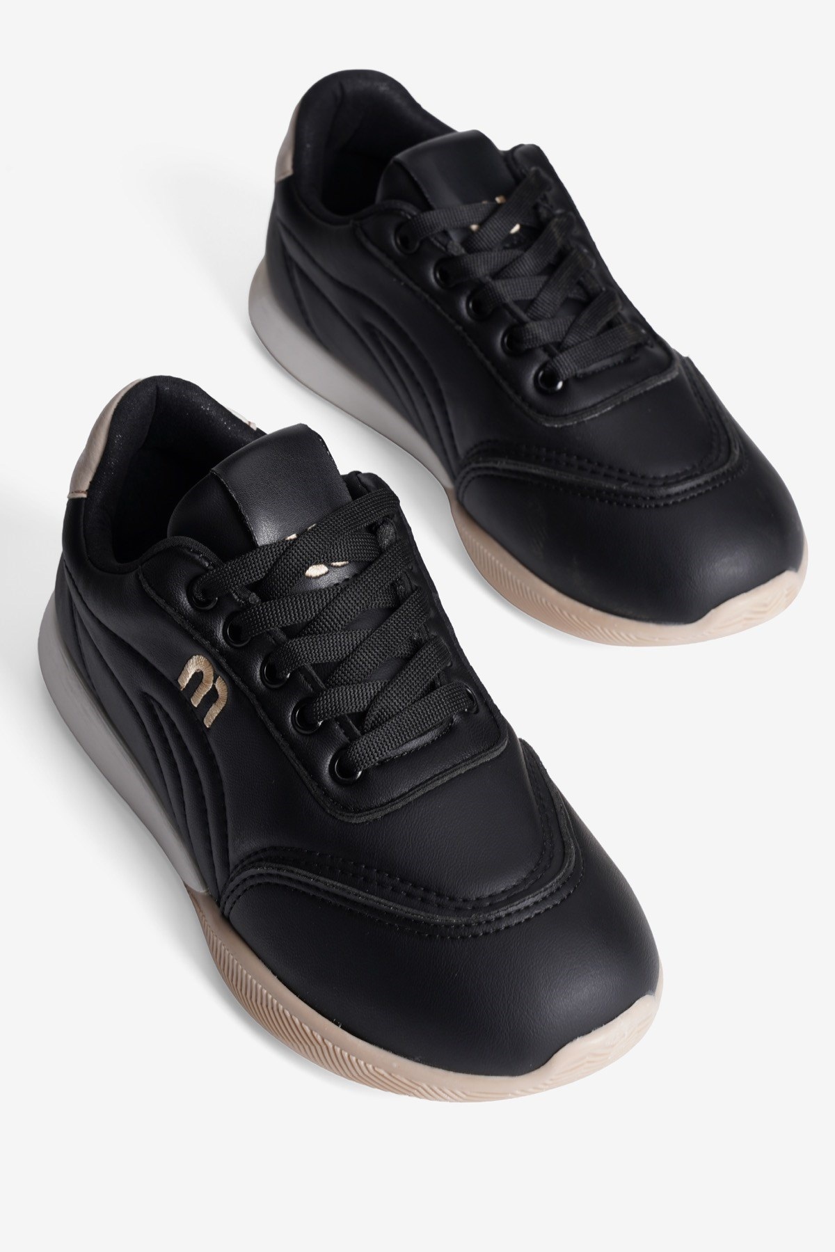 Kadın Sneaker Günlük Rahat Bağcıklı Konfor Tabanlı Spor Ayakkabı Movi Siyah