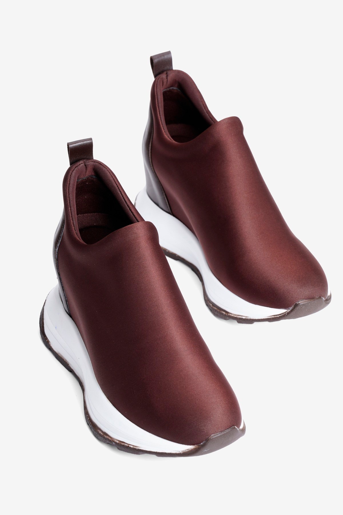 Kadın Streç Gizli Ökçe Sneaker Bot Kalın Taban Tulea Kahverengi