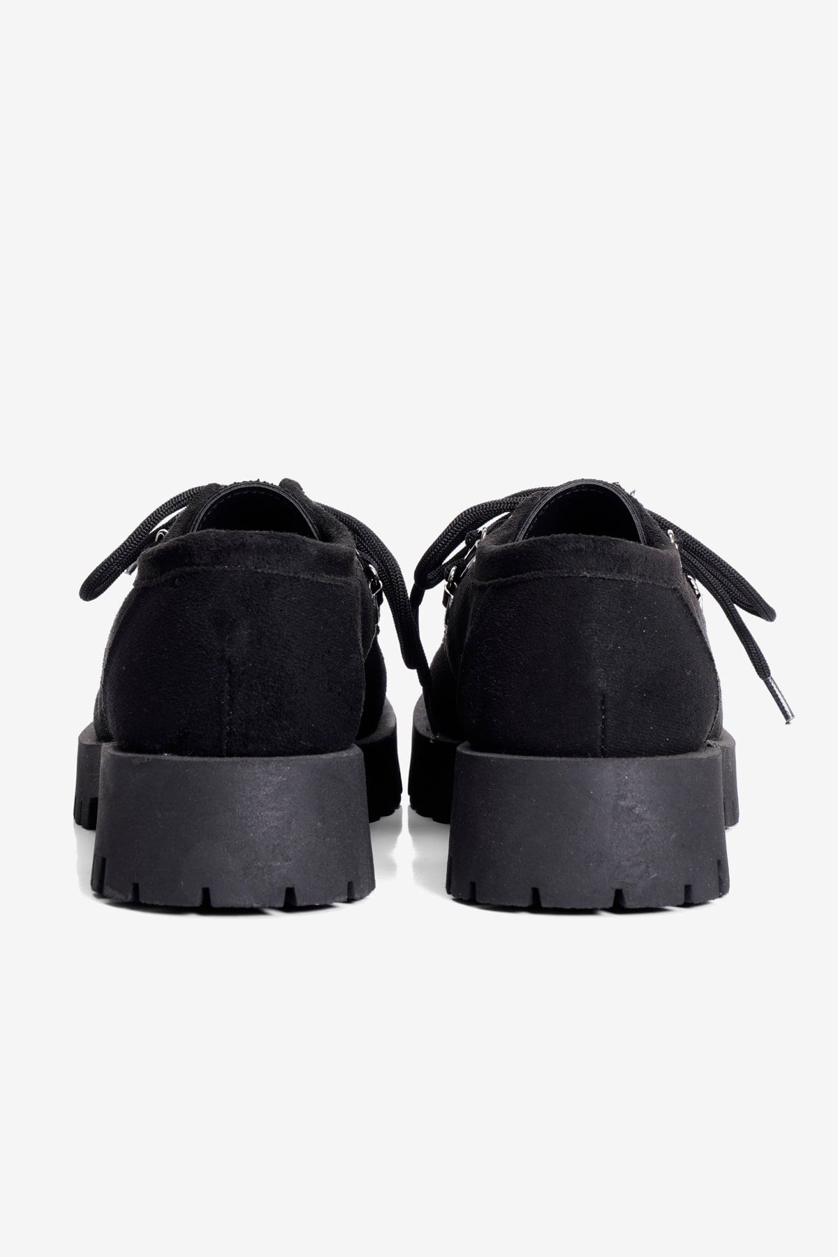 Kadın Süet Loafer Bağcıklı Kalın Taban Arlo Siyah