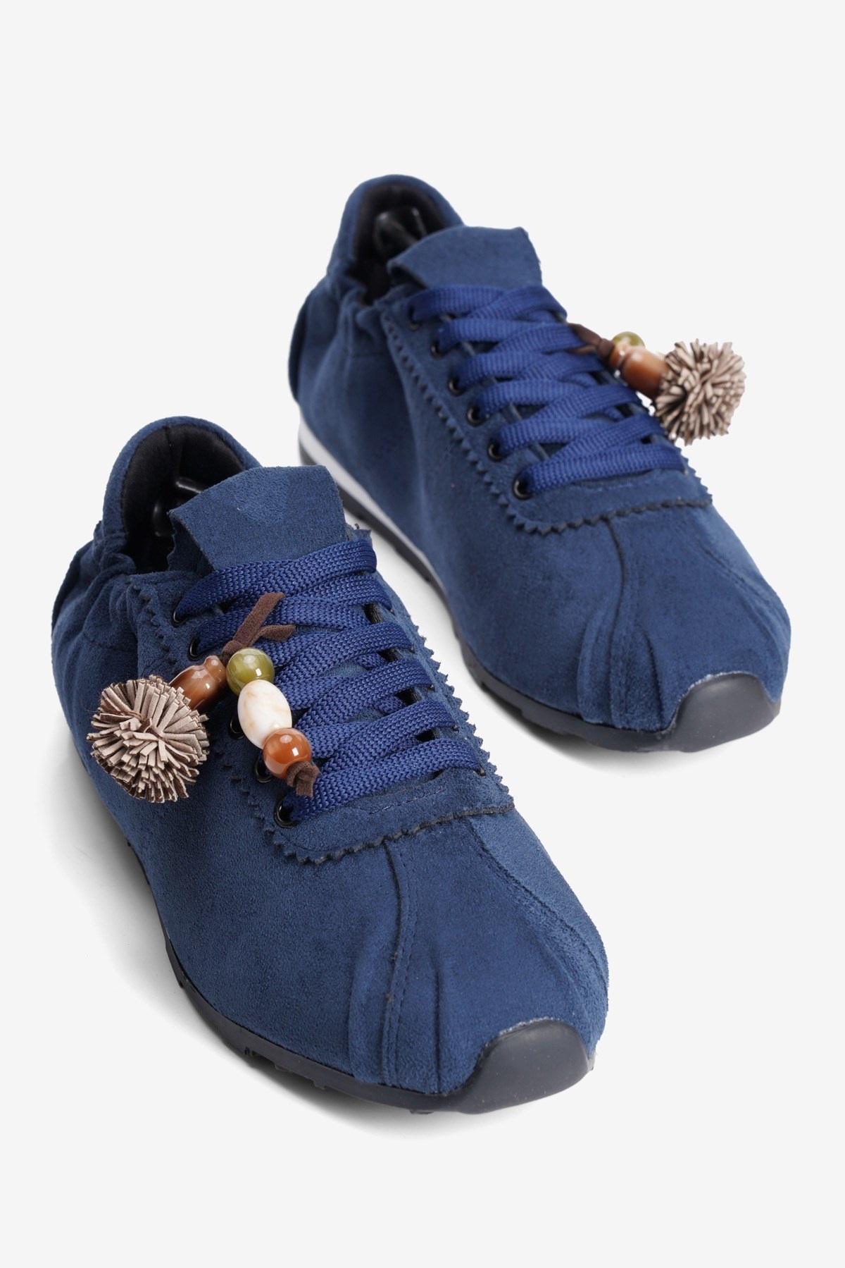 Kadın Süet Sneaker Arka Lastikli Aksesuarlı Spor ayakkabı Moya Lacivert