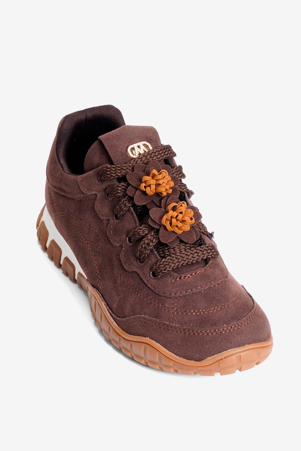 Kadın Süet Sneaker Çiçek Aksesuarlı Günlük Spor Ayakkabı  Nira Kahverengi
