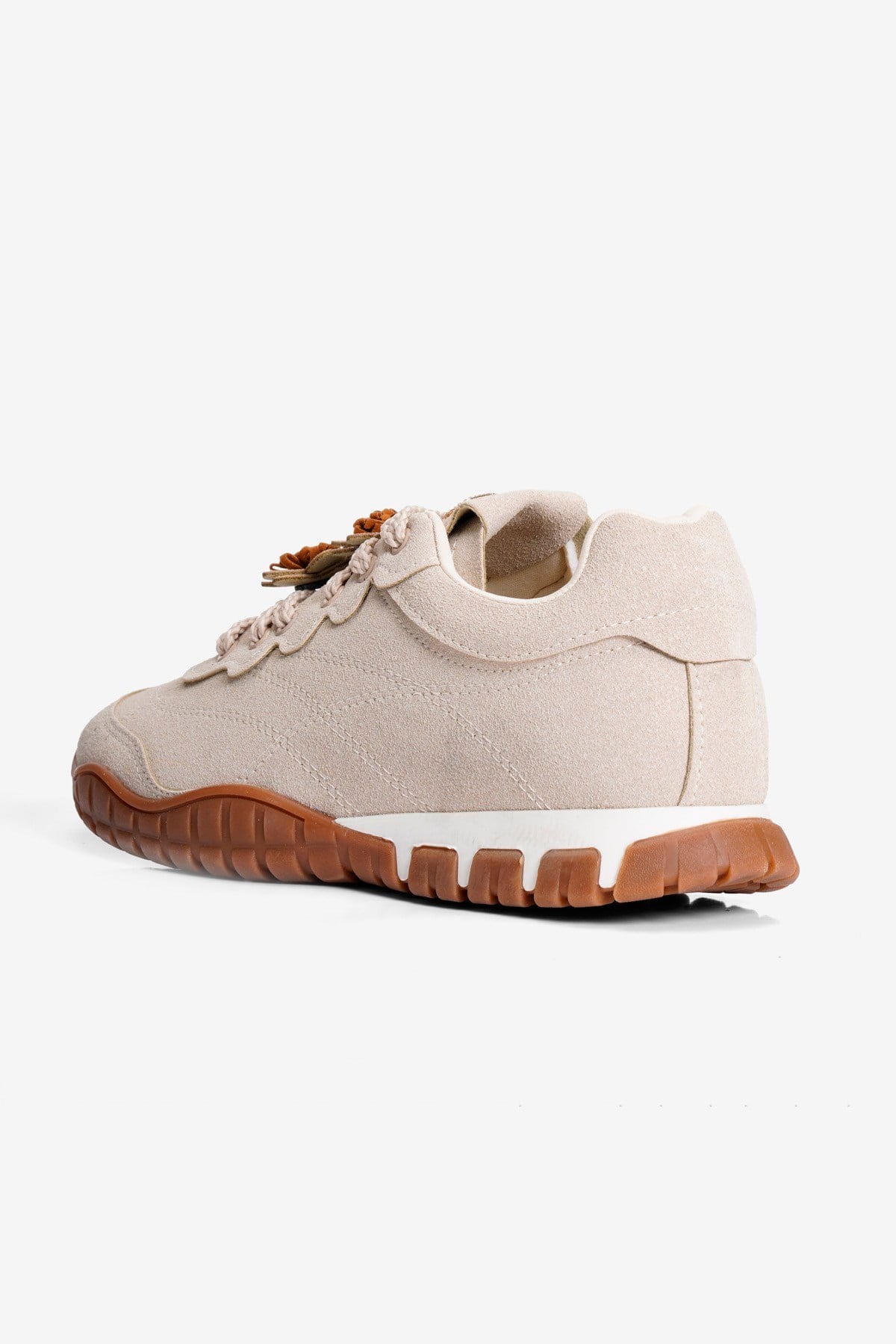 Kadın Süet Sneaker Çiçek Aksesuarlı Günlük Spor Ayakkabı  Nira Bej