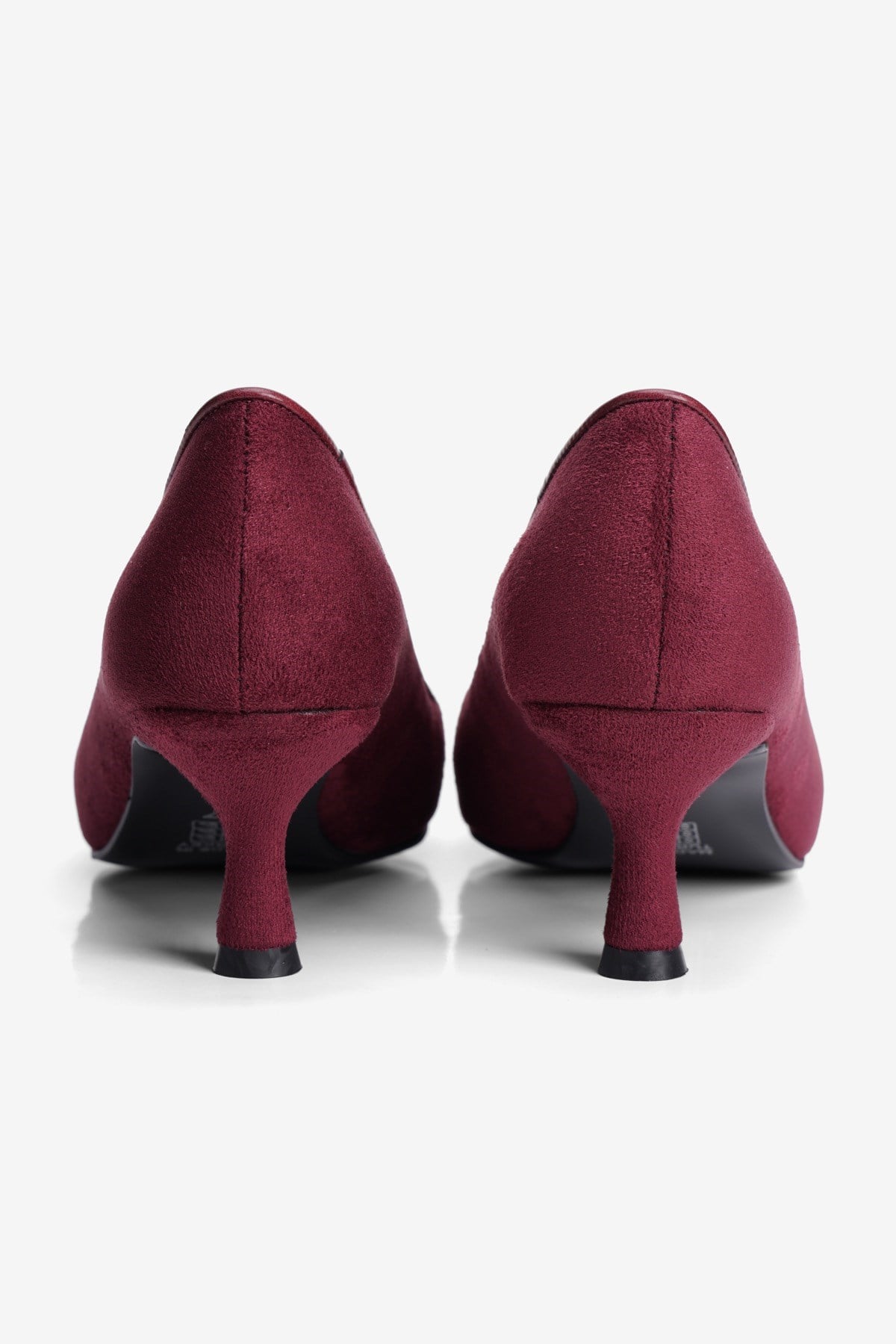 Kadın Süet Topuklu Ayakkabı Stiletto Sivri Burun Toka Detaylı Nina Bordo