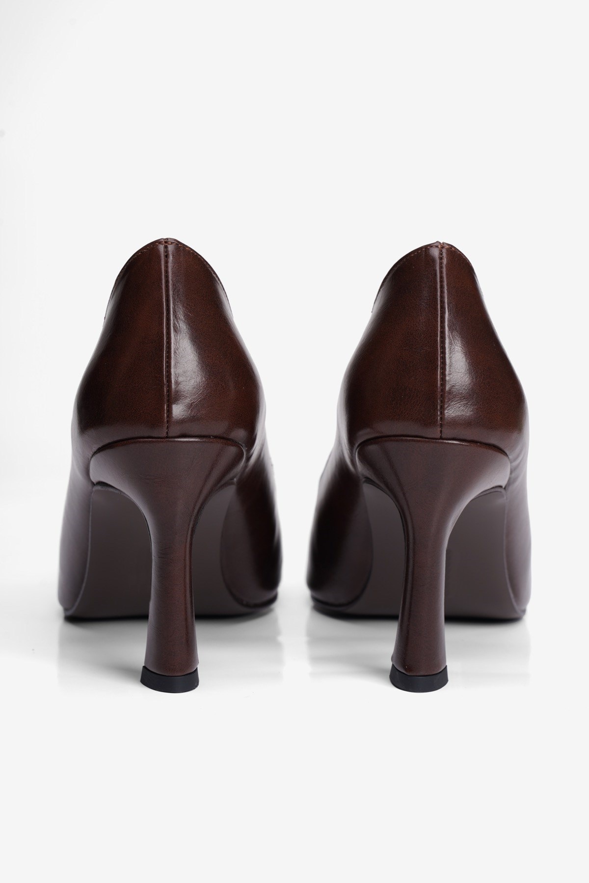 Kadın Topuklu Ayakkabı Kare Burun Stiletto Naya Kahverengi