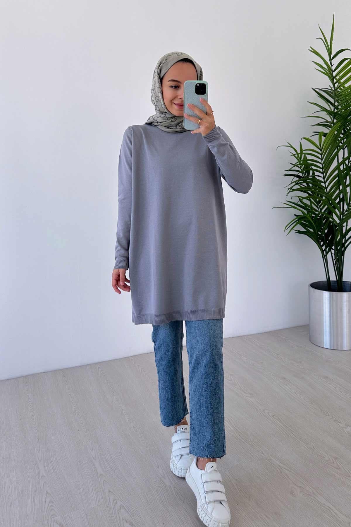 Basic Merserize Tunik - Gri